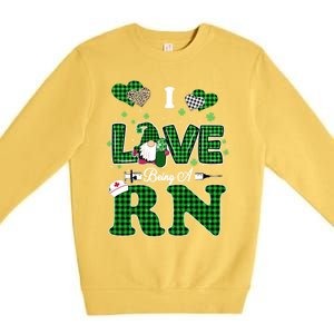 I Love Being Rn St Patricks Day Gnome Nurse Cute Gift Premium Crewneck Sweatshirt