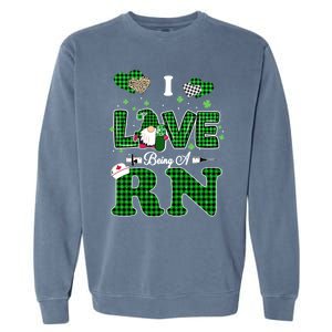 I Love Being Rn St Patricks Day Gnome Nurse Cute Gift Garment-Dyed Sweatshirt