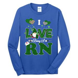 I Love Being Rn St Patricks Day Gnome Nurse Cute Gift Tall Long Sleeve T-Shirt