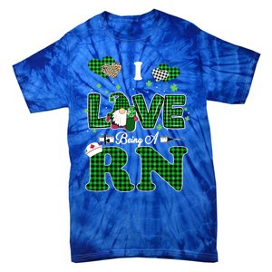 I Love Being Rn St Patricks Day Gnome Nurse Cute Gift Tie-Dye T-Shirt