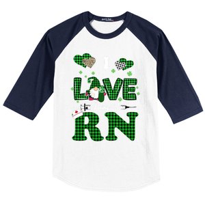 I Love Being Rn St Patricks Day Gnome Nurse Cute Gift Baseball Sleeve Shirt