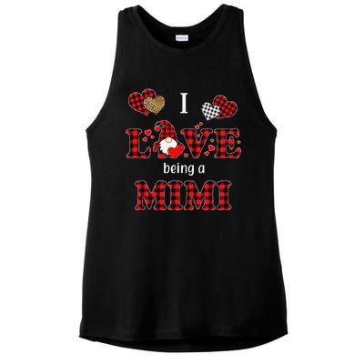 I Love Being A MiMi Gnomes Red Plaid Heart Valentine's Day Ladies PosiCharge Tri-Blend Wicking Tank