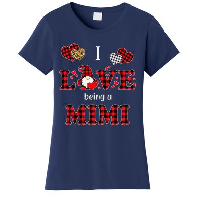 I Love Being A MiMi Gnomes Red Plaid Heart Valentine's Day Women's T-Shirt