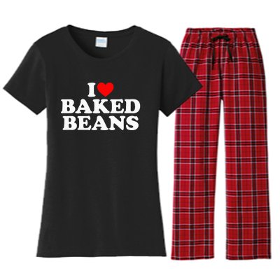 I Love Baked Beans I Heart Baked Beans Women's Flannel Pajama Set