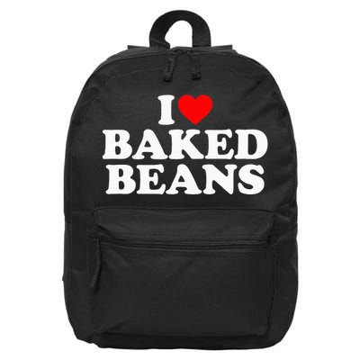 I Love Baked Beans I Heart Baked Beans 16 in Basic Backpack