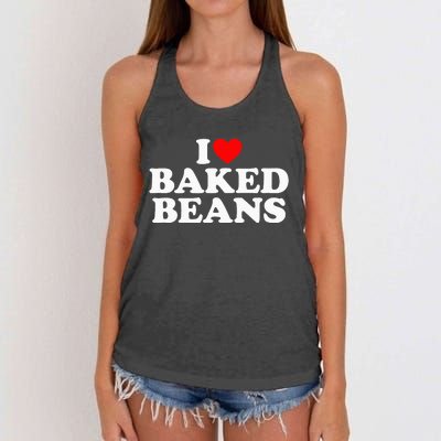 I Love Baked Beans I Heart Baked Beans Women's Knotted Racerback Tank