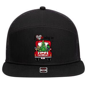 I Love Being An Ama Tree Truck Happy Family New Christmas Gift 7 Panel Mesh Trucker Snapback Hat