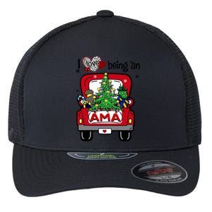 I Love Being An Ama Tree Truck Happy Family New Christmas Gift Flexfit Unipanel Trucker Cap