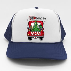 I Love Being An Ama Tree Truck Happy Family New Christmas Gift Trucker Hat