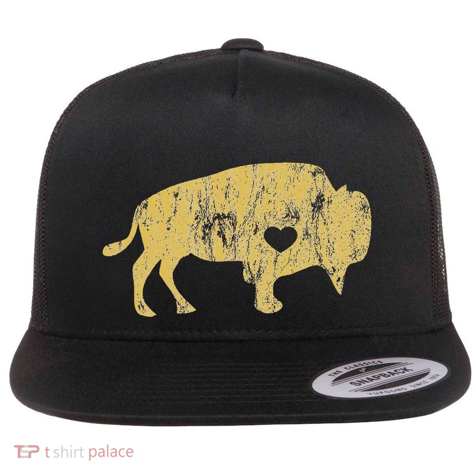 I Love Buffaloes Golden Buffalo Bison Lover Gift Ideas Flat Bill Trucker Hat