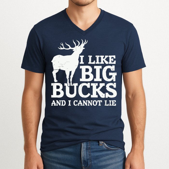 I Like Big Bucks And I Cannot Lie Deer Hunting V-Neck T-Shirt