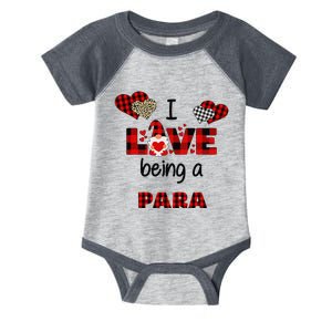 I Love Being A Paraprofessional Flannel Valentine's Day Infant Baby Jersey Bodysuit