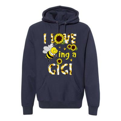 I Love Being A Gigi Sunflower Bee, Mother's Day Premium Hoodie