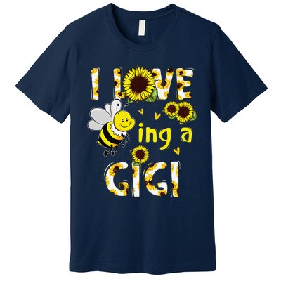 I Love Being A Gigi Sunflower Bee, Mother's Day Premium T-Shirt