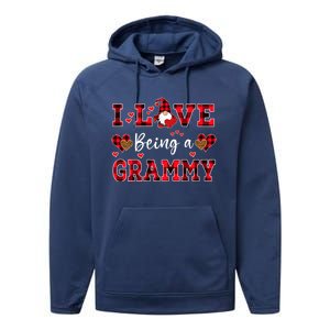 I Love Being A Grammy Gnome Valentine's Day Gift Performance Fleece Hoodie