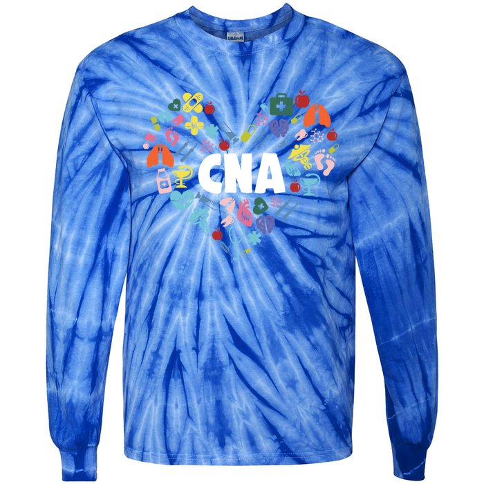 I Love Being A Cna Certified Nurse Heart Medical Assistant Gift Tie-Dye Long Sleeve Shirt