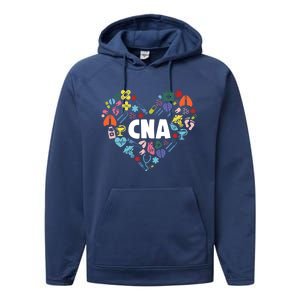 I Love Being A Cna Certified Nurse Heart Medical Assistant Gift Performance Fleece Hoodie