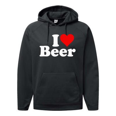 I Love Beer I Heart Beer Performance Fleece Hoodie