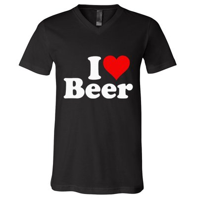 I Love Beer I Heart Beer V-Neck T-Shirt
