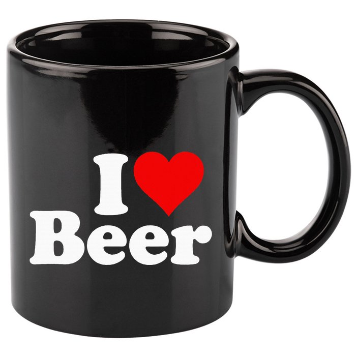 I Love Beer I Heart Beer 11oz C Handle Ceramic Mug