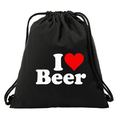 I Love Beer I Heart Beer Drawstring Bag
