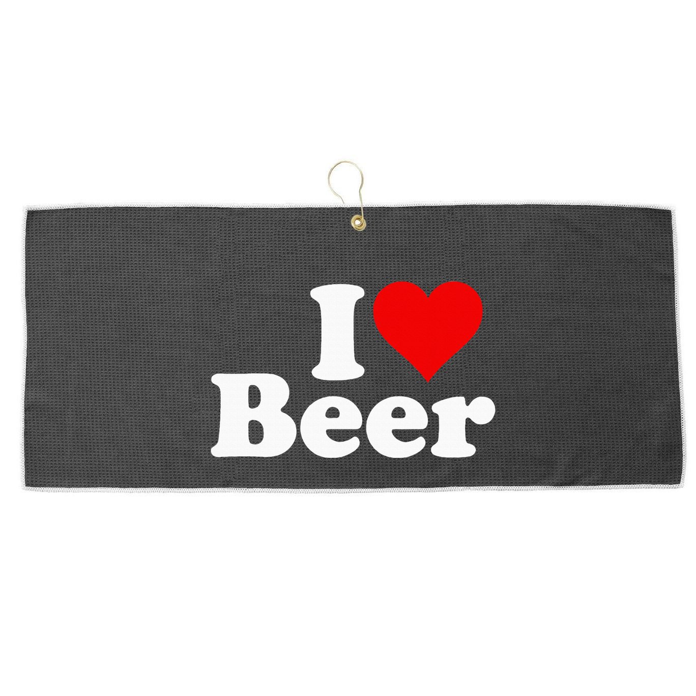 I Love Beer I Heart Beer Large Microfiber Waffle Golf Towel
