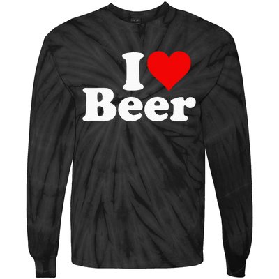 I Love Beer I Heart Beer Tie-Dye Long Sleeve Shirt