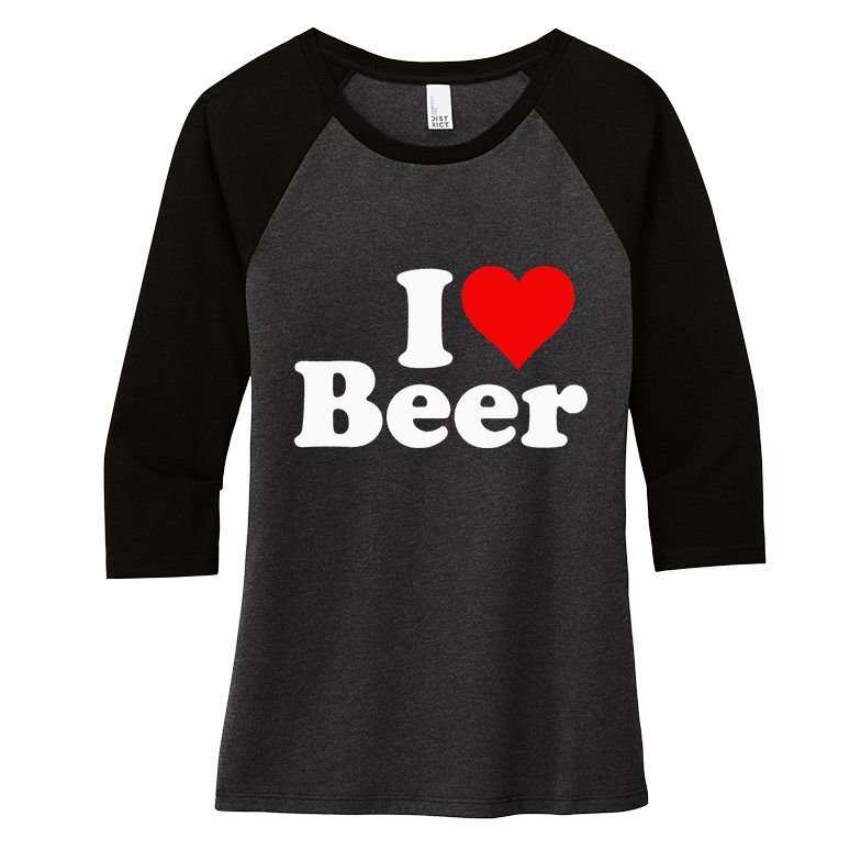 I Love Beer I Heart Beer Women's Tri-Blend 3/4-Sleeve Raglan Shirt