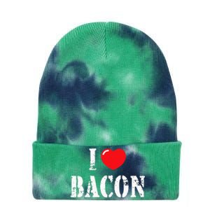 I Love Bacon For Bacon Lover Tie Dye 12in Knit Beanie