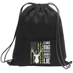 I Like Big Bucks And I Cannot Lie Deer Hunting USA Flag Sweatshirt Cinch Pack Bag