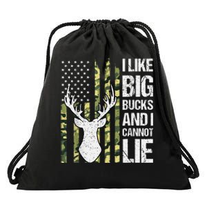 I Like Big Bucks And I Cannot Lie Deer Hunting USA Flag Drawstring Bag