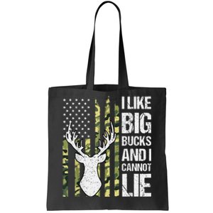 I Like Big Bucks And I Cannot Lie Deer Hunting USA Flag Tote Bag