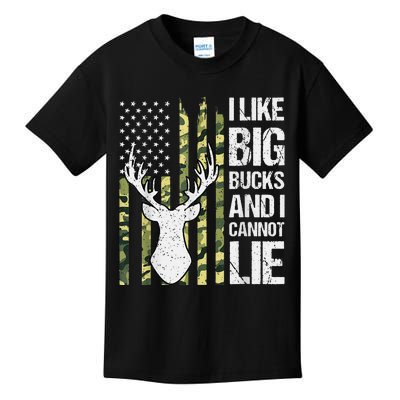 I Like Big Bucks And I Cannot Lie Deer Hunting USA Flag Kids T-Shirt