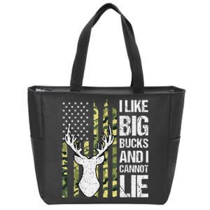 I Like Big Bucks And I Cannot Lie Deer Hunting USA Flag Zip Tote Bag