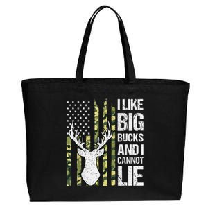 I Like Big Bucks And I Cannot Lie Deer Hunting USA Flag Cotton Canvas Jumbo Tote