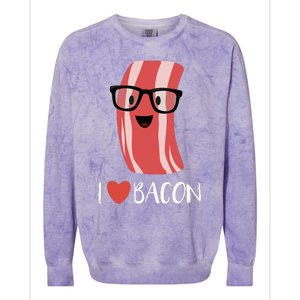 I Love Bacon Geeky Glasses Colorblast Crewneck Sweatshirt