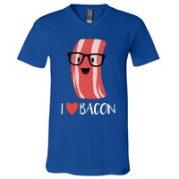 I Love Bacon Geeky Glasses V-Neck T-Shirt