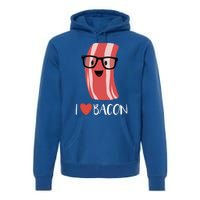 I Love Bacon Geeky Glasses Premium Hoodie