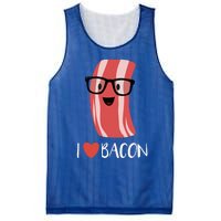 I Love Bacon Geeky Glasses Mesh Reversible Basketball Jersey Tank