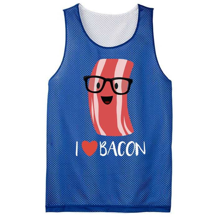 I Love Bacon Geeky Glasses Mesh Reversible Basketball Jersey Tank