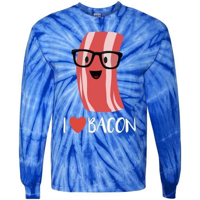 I Love Bacon Geeky Glasses Tie-Dye Long Sleeve Shirt