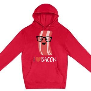 I Love Bacon Geeky Glasses Premium Pullover Hoodie