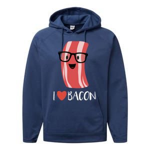 I Love Bacon Geeky Glasses Performance Fleece Hoodie