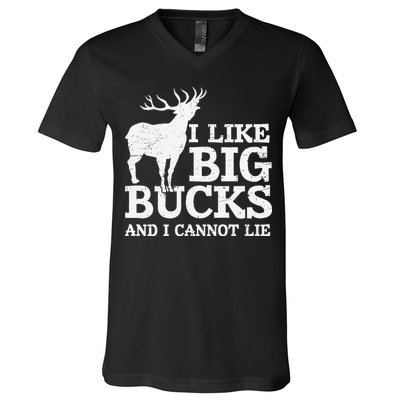 I Like Big Bucks And I Cannot Lie Deer Hunting V-Neck T-Shirt