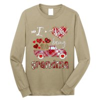 I Love Being Grandma Red Plaid Truck Hearts Valentine's Day Long Sleeve Shirt