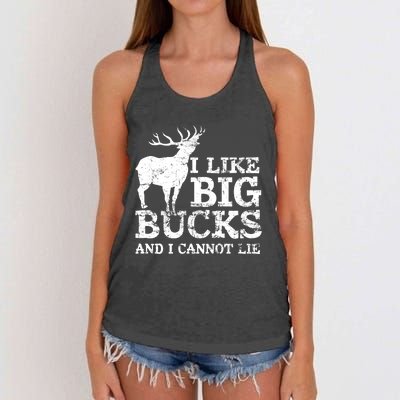 I Like Big Bucks And I Cannot Lie Deer Hunting Women's Knotted Racerback Tank