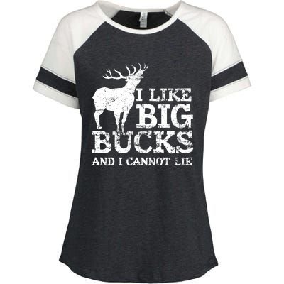 I Like Big Bucks And I Cannot Lie Deer Hunting Enza Ladies Jersey Colorblock Tee