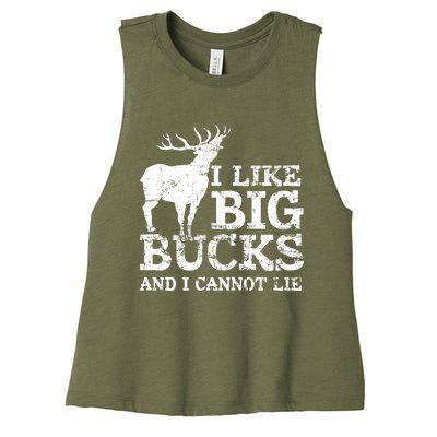 I Like Big Bucks And I Cannot Lie Deer Hunting Women's Racerback Cropped Tank