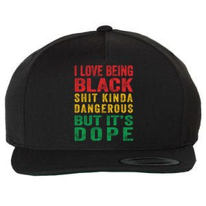 I Love Being Black Shit Kinda Dangerous But ItS Dope Cute Gift Wool Snapback Cap