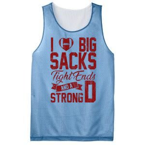 I Love Big Sacks Tight End And A Strong D Funny Sport Mesh Reversible Basketball Jersey Tank